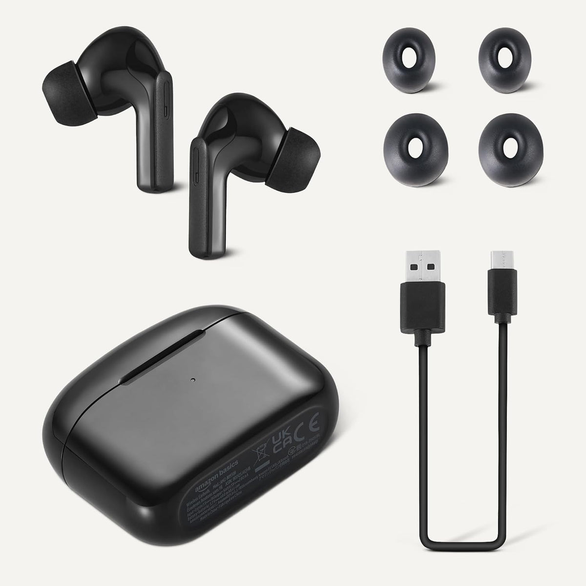 Bluetooth 5.4 True Wireless Earbuds, IPX4 Waterproof, in-Ear with Mic, 28 Hours Battery Life, Charging Case, Black