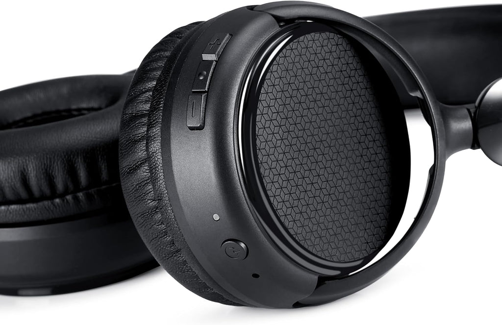Bluetooth On-Ear Headphones Wireless with Microphone, Deep Bass, 35 Hour Playtime, Foldable, Collapsible, Portable Travel Friendly, Black